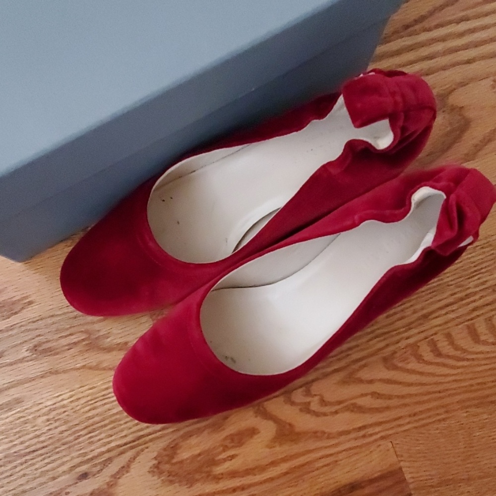 Everlane Deep Red Velvet Day Heels